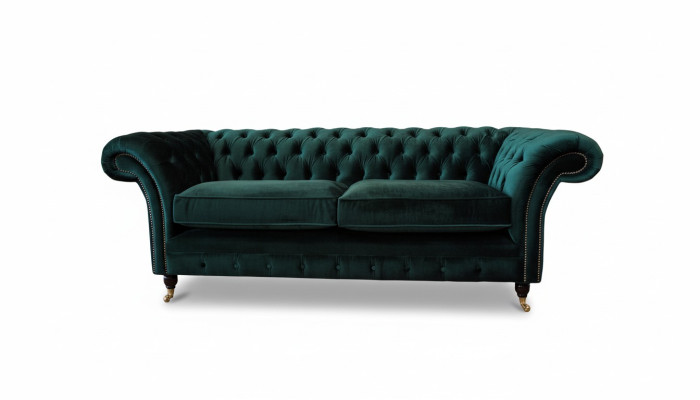 Chesterfield Upholstered 3-Seater Fabric Sofa Three-Seater Couch Velvet