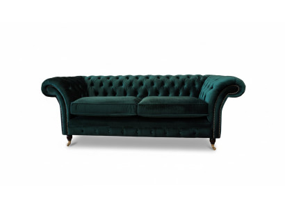 Chesterfield Upholstered 3-Seater Fabric Sofa Three-Seater Couch Velvet