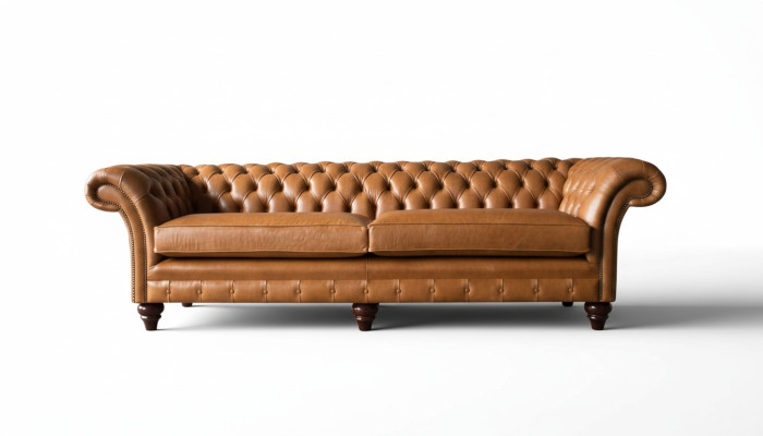 4-seater Sofa Couch Upholstered Chesterfield Sofa Seat Leather Design Brown Furniture