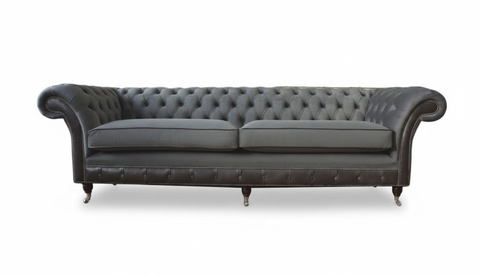 Design Couch Luxury Upholstered Sofa 4-Seater Chesterfield Luxury Gray
