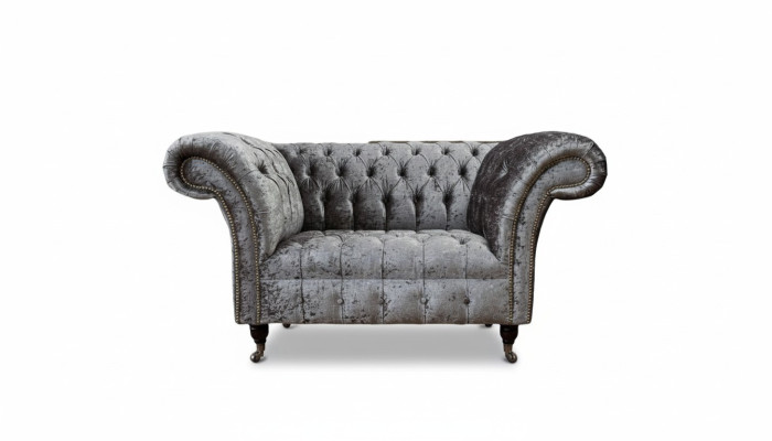 Chesterfield armchair design upholstered sofa couch Chesterfield fabric silver