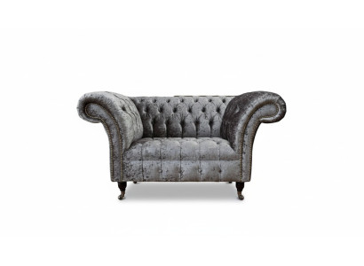 Chesterfield armchair design upholstered sofa couch Chesterfield fabric silver
