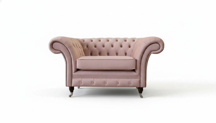 Chesterfield Design Armchair Pink Upholstery Luxury Textile Couch 1 Seater