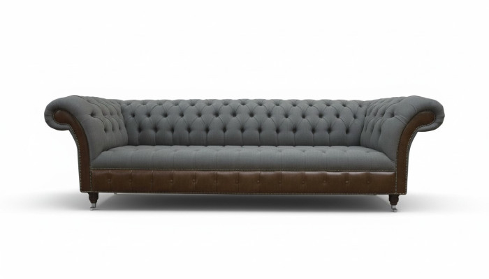 English Chesterfield Luxury Textile Sofa 4-Seater Sofa Upholstery Design Fabric Sofas