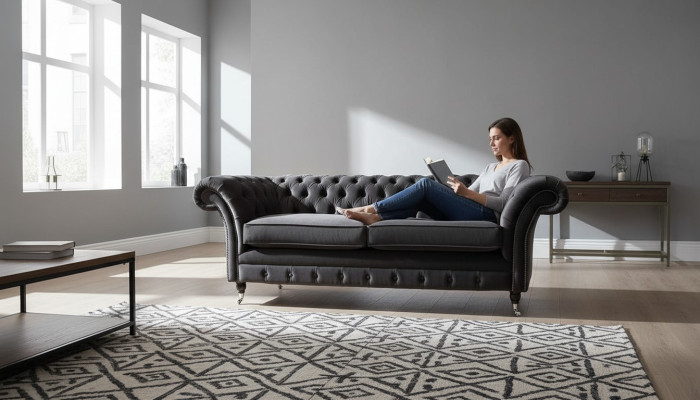 Sofa 3 seater living room luxury upholstered designer furniture Chesterfield new