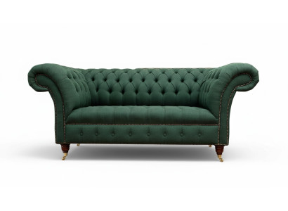 Chesterfield Sofa 2-Seater Upholstered Sofas Green Luxury Fabric Sofas Textile