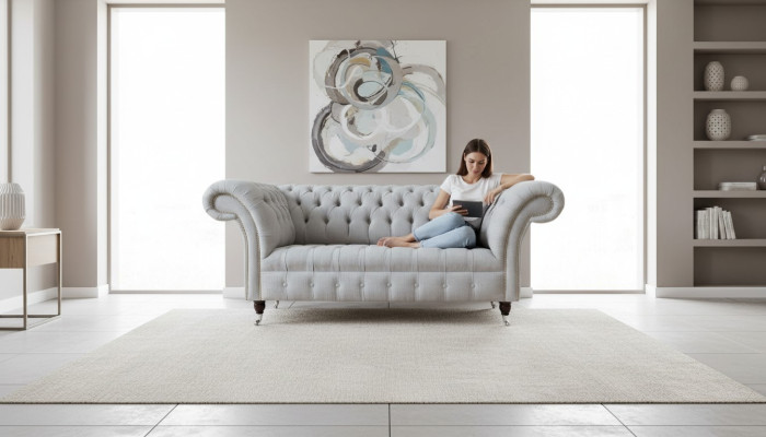 Chesterfield Luxury 2-Seater Couch Upholstered Sofa Fabric New
