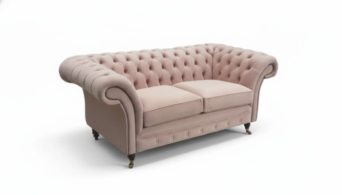 Sofa 2-seater couch upholstery Chesterfield living room design textile new