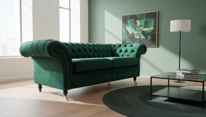 Chesterfield Couch Sofa Upholstery 3-Seater Sofa Couch Green New
