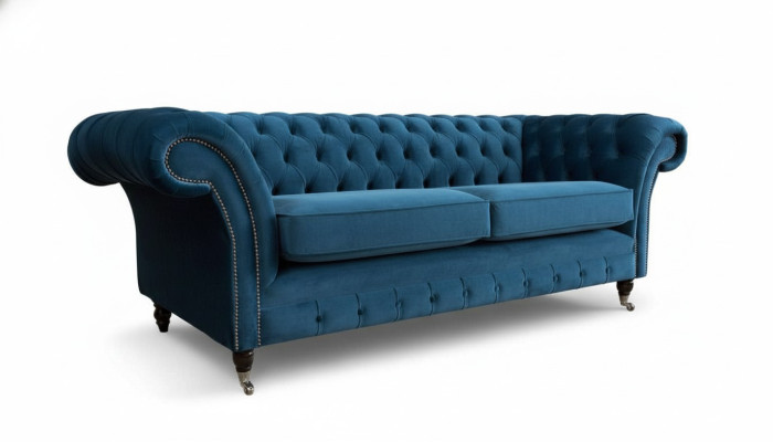 Design Sofa 3-Seater Couch Upholstered Luxury Textile Sofas Chesterfield New
