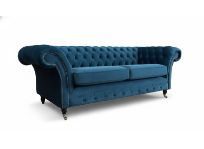 Design Sofa 3-Seater Couch Upholstered Luxury Textile Sofas Chesterfield New