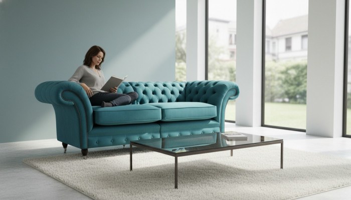 Design Sofa 3-Seater Couch Chesterfield Upholstered Sofas Living Room Design
