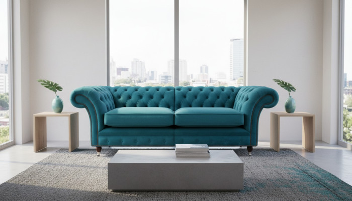 Design Sofa 3-Seater Couch Chesterfield Upholstered Sofas Living Room Design