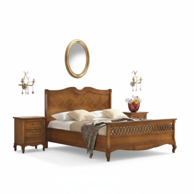 Bed 2x Bedside Tables 3-piece Italian Furniture Bedroom Wood New Set