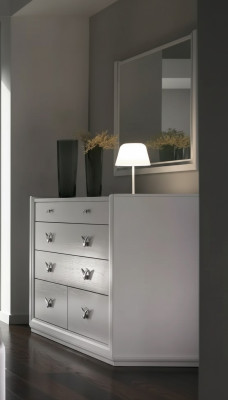 Commode mirror cabinet shelf console furniture wooden cabinet Italy set 2-piece.