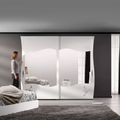 Modern solid wood wardrobe bedroom shelf cabinet white new