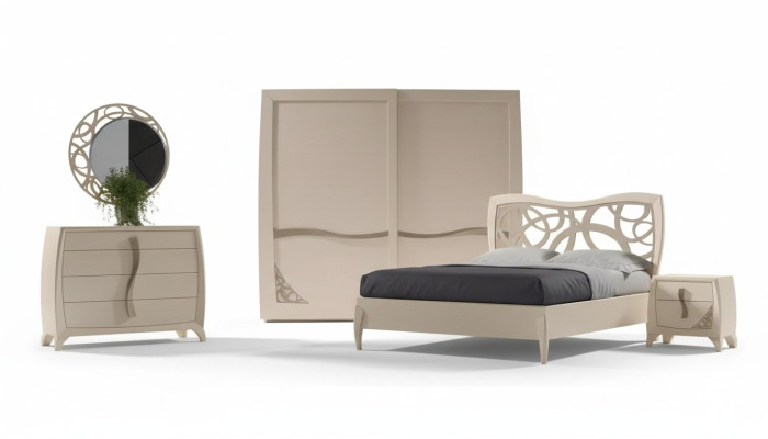 Complete Bedroom Set Design Modern Luxury Bed 2x Nightstands 6 pcs New