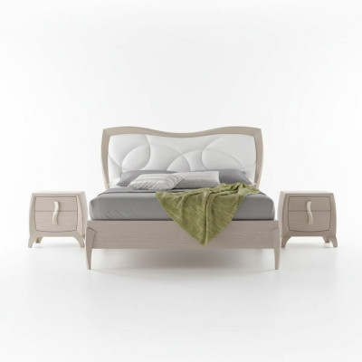 Design bed, 2x nightstands, 3-piece bedroom luxury complete set
