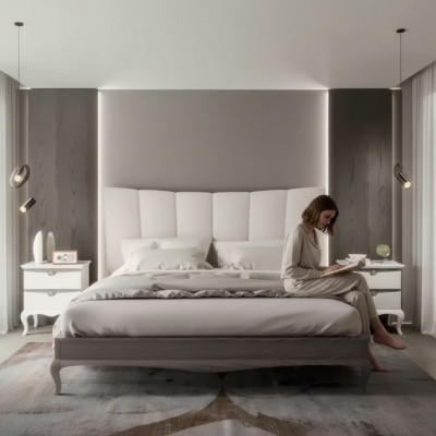Complete set bed 2x bedside tables 3-piece bedroom sets luxury beds