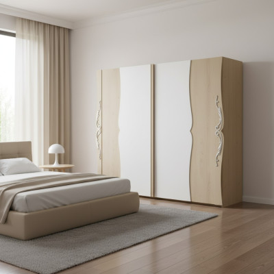 Solid wood wardrobe wooden cabinet closet bedroom furniture Italy