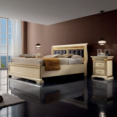 Bed 2x Nightstands 3-piece Bedroom Set Designer Luxury Complete Sets