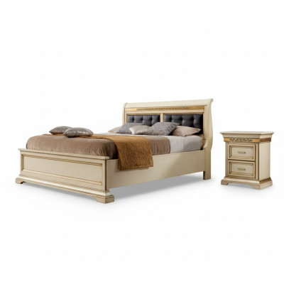 Bed 2x Nightstands 3-piece Bedroom Set Designer Luxury Complete Sets