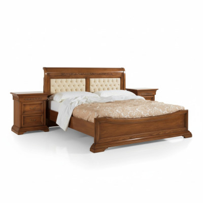Bedroom complete bed 2x nightstand set luxury furniture 3-piece. Brown