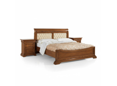 Bedroom complete bed 2x nightstand set luxury furniture 3-piece. Brown