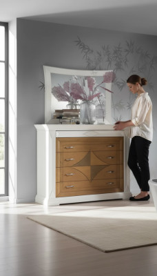 Dresser with mirror sideboards wooden dressers furniture 2-piece white Italy