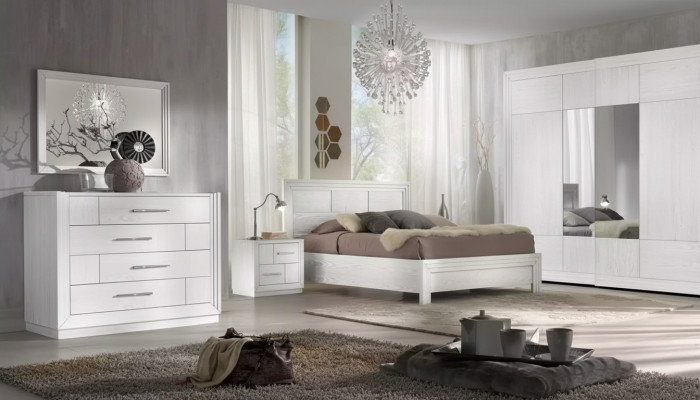 Luxury Complete Bedroom Set Bed 2x Nightstands Wardrobe