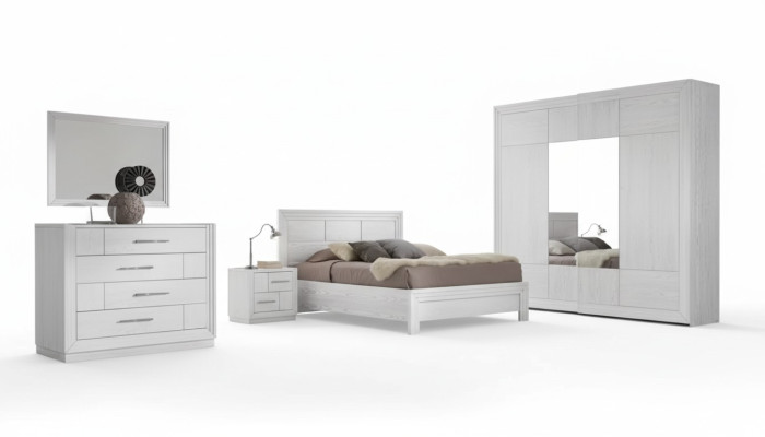 Luxury Complete Bedroom Set Bed 2x Nightstands Wardrobe