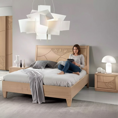 Design bedroom 3-piece set. Bed 2x nightstands modern luxury bed set
