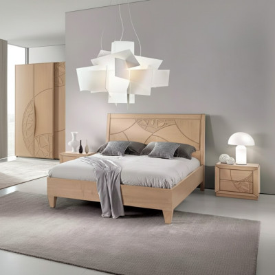 Design bedroom 3-piece set. Bed 2x nightstands modern luxury bed set