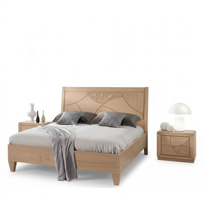 Design bedroom 3-piece set. Bed 2x nightstands modern luxury bed set
