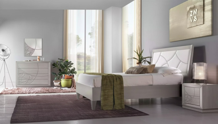 Bedroom set bed 2x bedside tables console beds luxury upholstery 5 pcs.