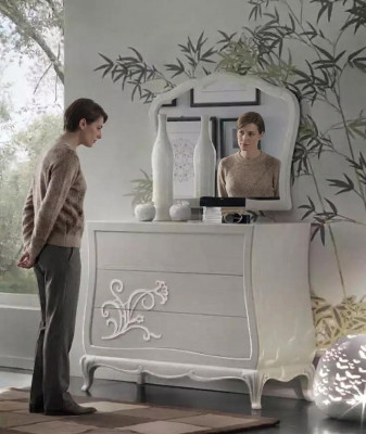 Luxury dresser with mirror, sideboards, console, wood, modern design, gray