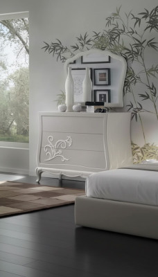 Luxury dresser with mirror, sideboards, console, wood, modern design, gray