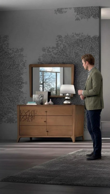 Bedroom dresser with mirror wooden furniture cabinet brown modern new
