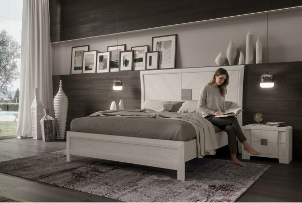 Bed 2x Nightstands 3-piece Bedroom Set Design Modern Luxury Furniture