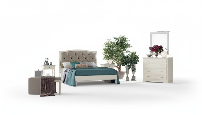 Bed 2x Nightstands 5 pcs. Bedroom Design Luxury Dresser Complete