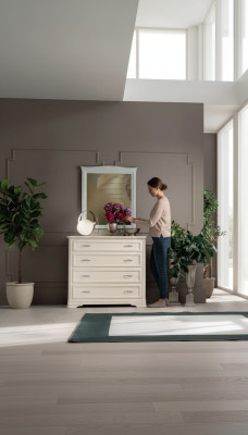 Dresser with Mirror Wood Dressers Furniture Modern Cabinet Beige 2 pcs. New