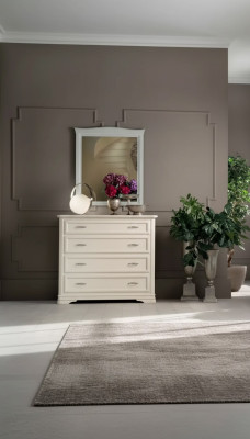Dresser with Mirror Wood Dressers Furniture Modern Cabinet Beige 2 pcs. New