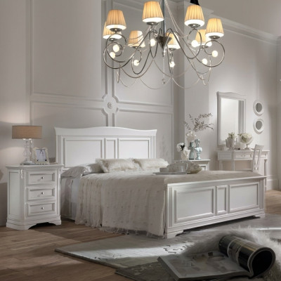Complete bedroom bed 2x nightstands 3-piece set designer luxury