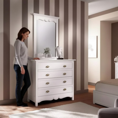 Wood Italian Designer Furniture 2-piece Set Furniture Style Luxury Dresser with Mirror