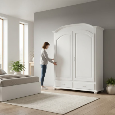 Wardrobe Luxury Cabinet Furniture Bedroom Wood White Interior