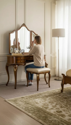 Makeup table mirror luxury console dresser bedroom wood design new