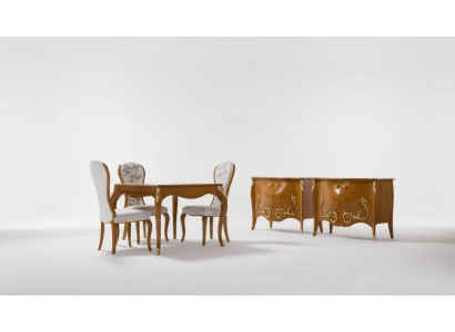 Dining table, dining room, brown dining set, classic table, 4x chairs, set of 6 pieces.