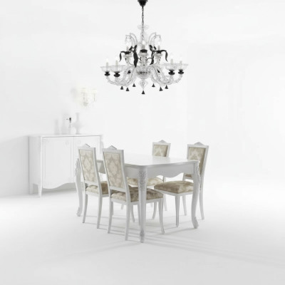 Complete Set Dining Table 4x Chairs Dining Room Set Dining Group Wooden Table 5 pieces New