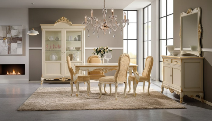 Dining table with 4 chairs dining room set, dining group wood 8-piece set.