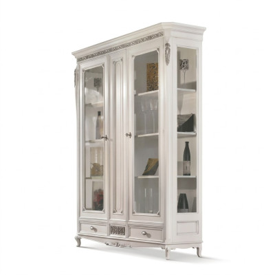 Classic display cabinet living room showcase cabinet white glass display case new